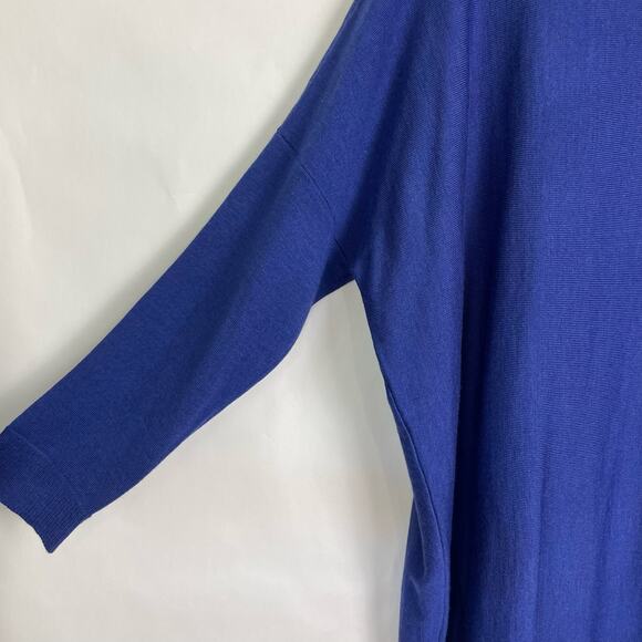 Eileen Fisher | NWT Royal Blue Merino Wool Turtleneck Asymmetrical Hem Sweater - Picture 6 of 11